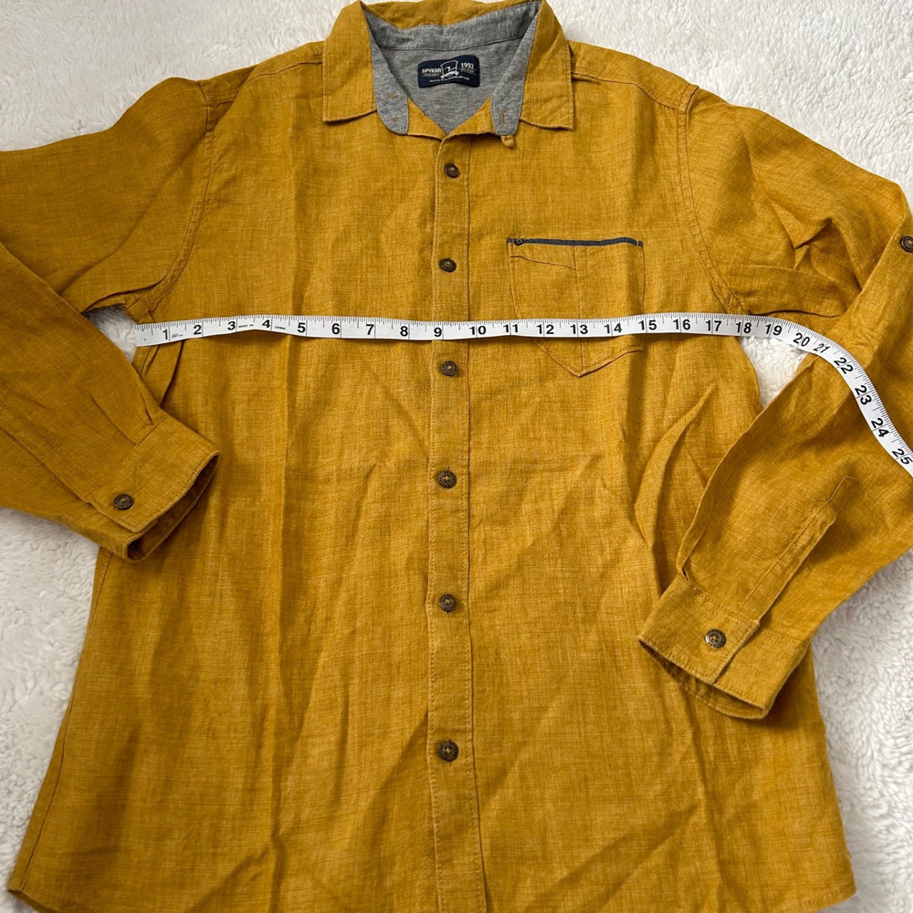 Spykar Men's Button Up Shirt Size M in Yellow Linen/ Cotton Blend - Picture 4 of 6